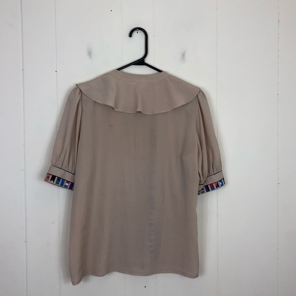 Vintage Ruffled Button Down Blouse Sz M - Picture 8 of 9